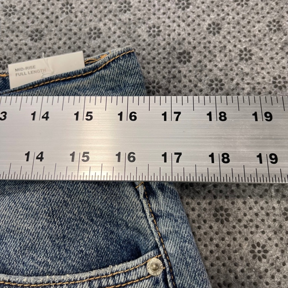 NEW Zara Mid-Rise Full Length Wide Leg Distressed Jeans Blue Size 8 W32xL32 - Picture 12 of 13